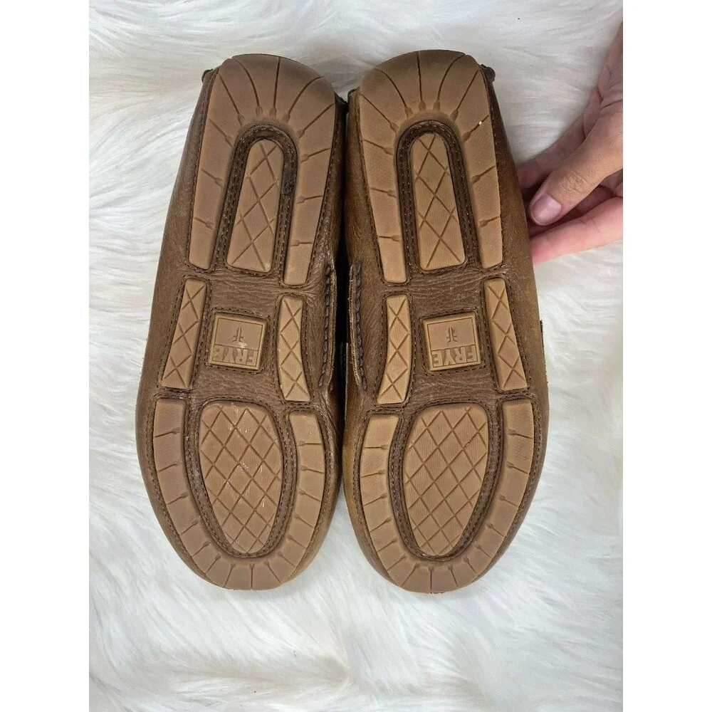 FRYE West Penny Loafer Men's 8.5 Brown Leather Lined Moccasin Driver - Picture 4 of 6